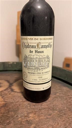 Bordeaux Premières Côtes de Bordeaux Château Lamothe de Haux 1998
