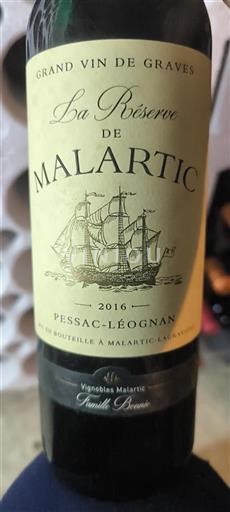 Bordeaux Pessac-Léognan Grand Cru Malartic La Réserve de Malartic 2016