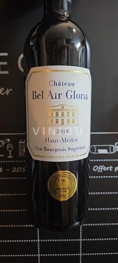 Bordo Haut-Médoc Cru Bourgeois Supérieur Château Bel Air Gloria 2018
