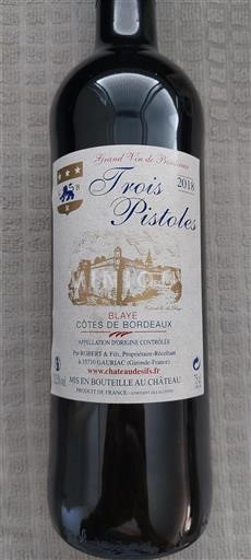 Bordeaux Blaye-Côtes-de-Bordeaux Château Des Sifs Trois Pistoles 2018