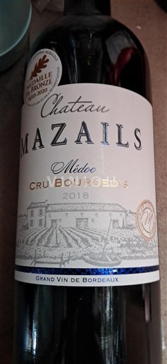 Bordeaux Médoc Cru Bourgeois Château Mazails 2018