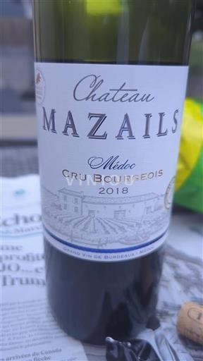 Bordéus Médoc Cru Bourgeois Château Mazails 2018