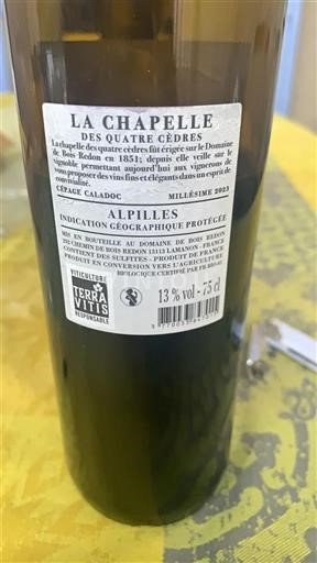 Alperna och Rhône-länderna Alpillerna Domaine Bois Redon La Chapelle des Quatre Cèdres 2023