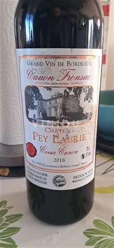 Bordeaux Canon-Fronsac Château Pey Labrie Coeur Canon 2018