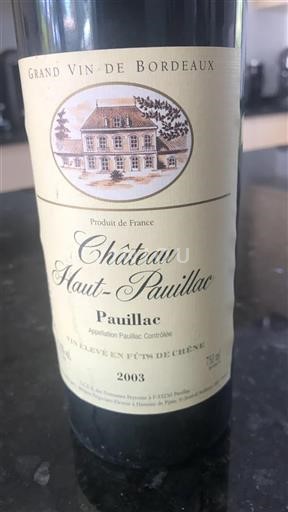 Bordeaux Pauillac Château Haut-Pauillac 2003