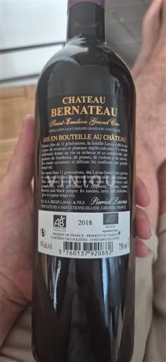 Bordeaux Saint-Émilion Grand Cru Grand Cru Château Bernateau 2018