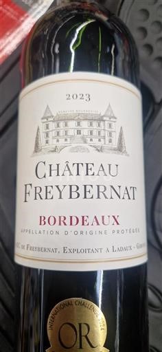 Vin Rouge sec Château Freybernat 2023 France Bordeaux AOC