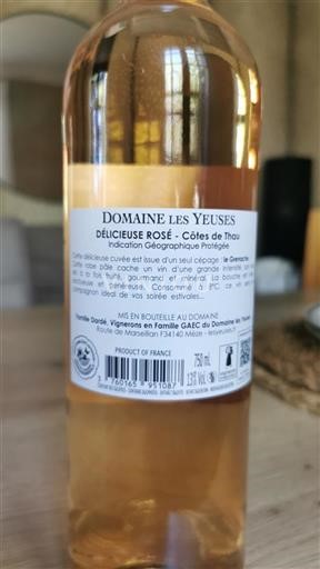 Languedoc-Roussillon Côtes de Thau Domaine Les Yeuses Délicieuse Rosé Non-Vintage