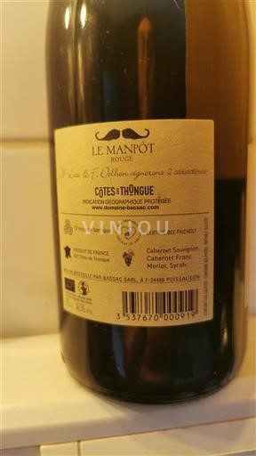 Languedoc ja Roussillon Côtes de Thongue Domaine Bassac Le Manpot Ei vuosikertaa