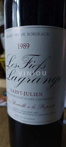Bordeaux Saint-Julien Château Lagrange Les Fiefs de Lagrange 1989