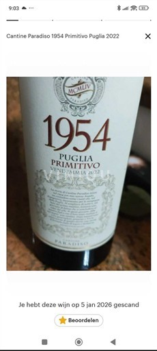 Apulie Nespecifikováno Cantine Paradiso 1954 2022