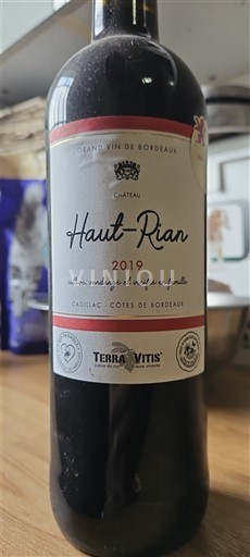 Viner Rouge sec Château Haut-Rian 2019 Frankrike Bordeaux Cadillac-kystene-av-bordeaux AOC