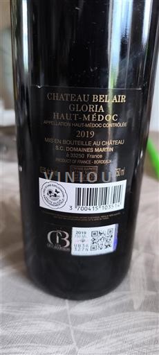 Burdeos Haut-Médoc Cru Bourgeois Château Bel Air Gloria 2019