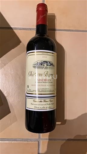 Rượu vang Rouge sec Cuvée des Vieux Ceps Château Barréjat 2022 Pháp Tây Nam Madiran AOC