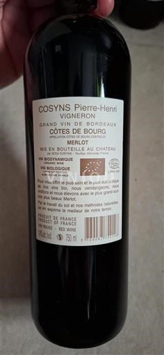 Bordéus Côtes-de-bourg Cosyns Pierre-Henri 2019