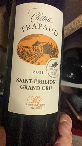 Burdeos Saint-Émilion Grand Cru Trapaud 2011