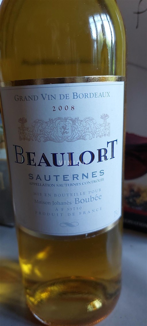 Bordeaux Sauternes Beaulort 2008