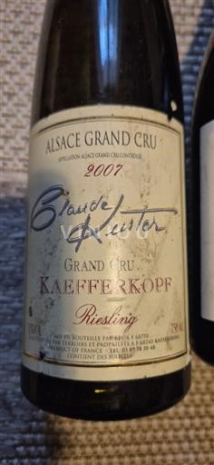 Alsace Alsace Grand Cru Grand Cru Claude Weister Kaefferkopf Riesling 2007