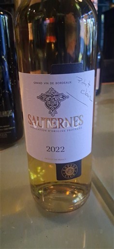 Vin Blanc liquoreux Expert club 2022 France Bordeaux Sauternes AOC