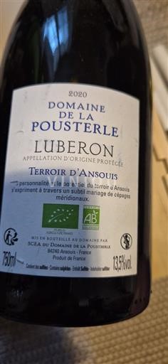 Rhônevallei Luberon Domaine La Pousterle Terroir d'Ansouis 2020