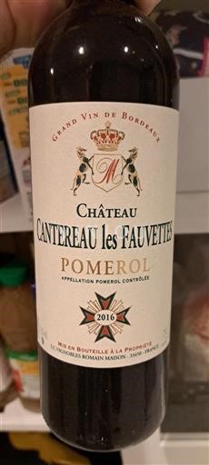 Bordeaux Pomerol Château Cantereau les Fauvettes 2016