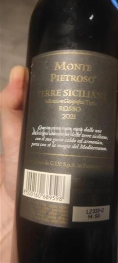 Wines of Sicily Unspecified Monte Pietroso 2021