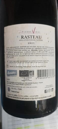 Valle del Rodano Rasteau Pierre Vidal 2021