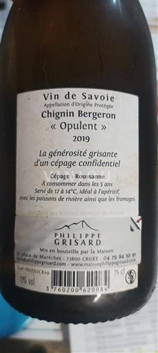 Savoie và Bugey Chignin-Bergeron Philippe Grisard Opulent 2019