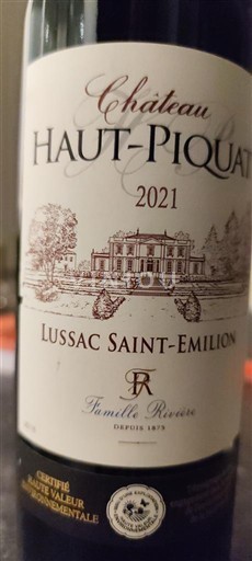 Vin Rouge sec Château Haut-Piquat 2021 France Bordeaux Lussac-saint-émilion AOC