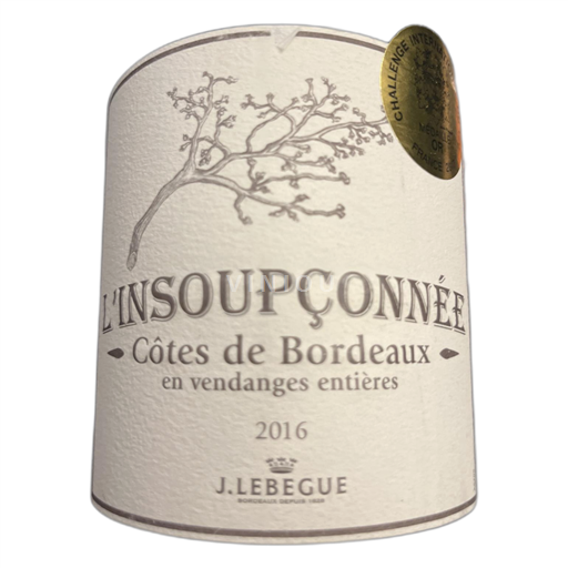 Bordeaux Côtes-de-Bordeaux J. Lebègue L'Insoupçonnée 2016
