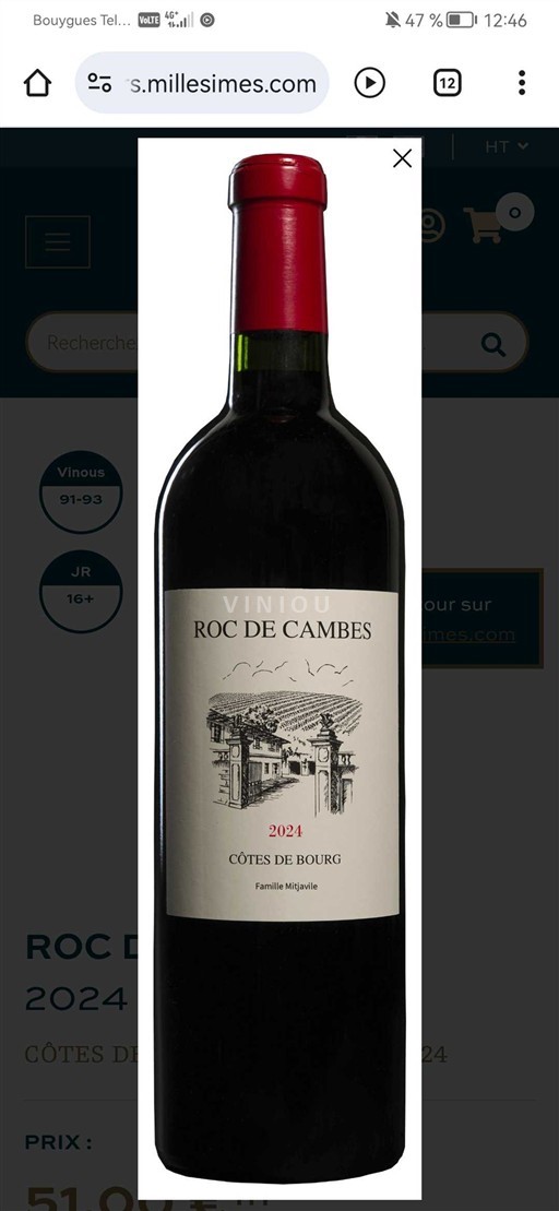 Bordéus Côtes-de-bourg ROC de Cambes 2024