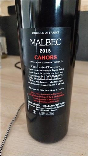 Sudoeste Cahors Château Prieuré la Condamine d'Exception 2015