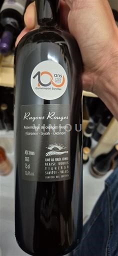 Vin Rouge sec Rayons Rouges Cave au Soleil Levant 2023 Suisse Valais Valais AOC AOC