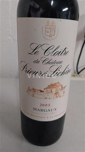 Bordeaux Margaux Grand Cru Château Prieuré-Lichine Le Cloître 2005