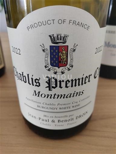 Borgoña Chablis Premier Cru Jean Paul & Benoit droin Montmains 2022