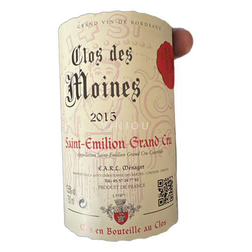 Bordeaux Saint-Émilion Grand Cru Clos des Moines 2015