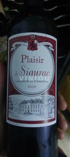 Bordéus Lalande-de-Pomerol Château Siaurac Plaisir de Siaurac 2020