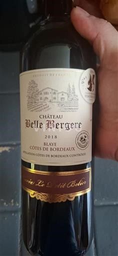 Bordéus Blaye-Côtes-de-Bordéus Château Belle Bergere Le Petit Belier 2018