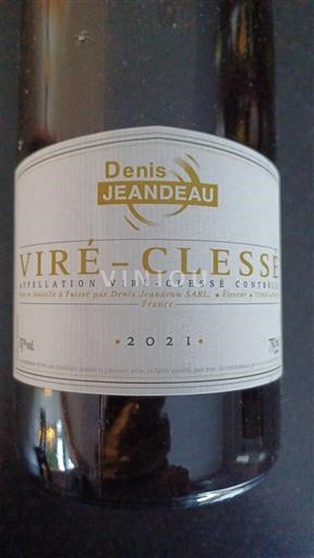Vin Blanc sec Denis Jeandeau 2021 France Bourgogne Viré-clessé AOC