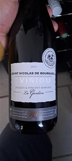 Vin Rouge sec La Gardière Jacques & Vincent Mabileau 2023 France Vallée de la Loire Saint-Nicolas-De-Bourgueil AOC