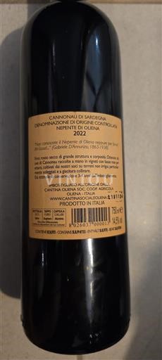 Sardinian Wines Cannonau di Sardegna Cantina Oliena Nepente di Oliena 2022