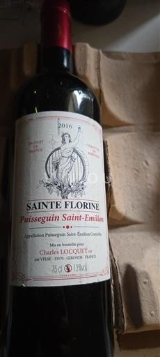 Bordeaux Puisseguin-saint-émilion Sainte Florine 2016