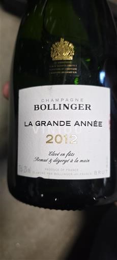 Champaña Champán Bollinger La Grande Année 2012