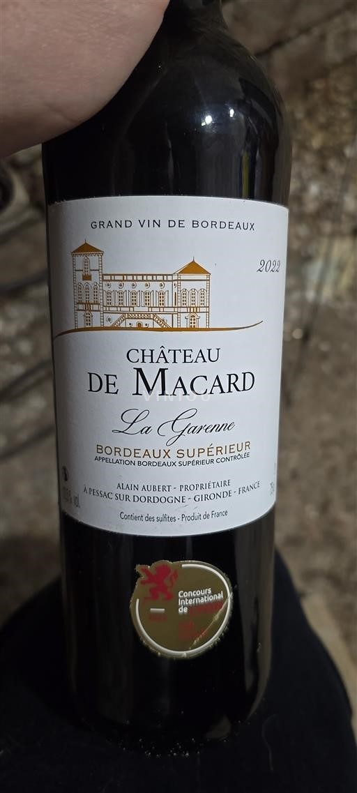 Bordeaux Bordeaux superiore Château Macard La Garenne 2022