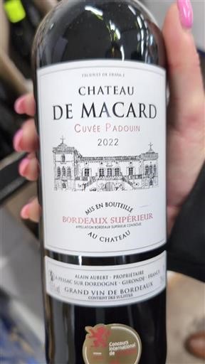 Bordeaux Bordeaux superiore Château Macard Padouin 2022