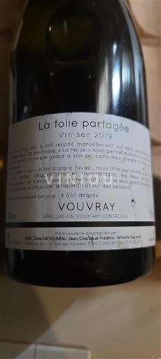 Dolina Loare Vouvray Cave Câtelineau La folie partagée 2019