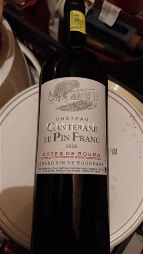 Bordeaux Côtes de Bourg Château Canterane Le Pin Franc 2020