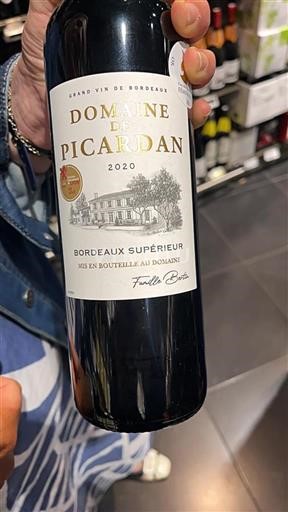 Bordeaux Bordeaux Supérieur Domaine Picardan 2020