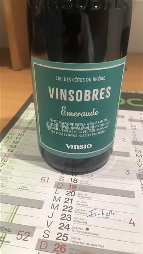 Thung lũng Rhône Vinsobres Vinsio Emeraude Không niên vụ