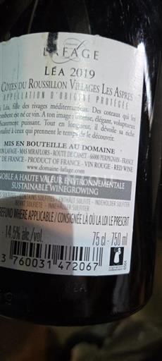 Roussillon Määrittelemätön Domaine Lafage Léa 2019